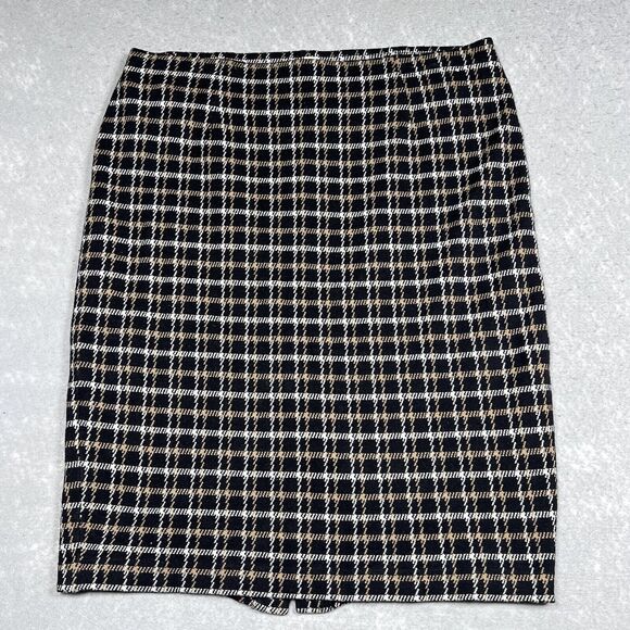 J.JILL Skirt Womens Medium Petite Plaid Straight Pencil Stretch Print Stretch - Picture 1 of 9
